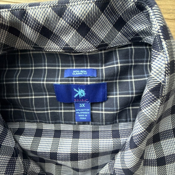 Egara Mens Performance Nylon Cotton Spandex Button Shirt Blue 3xL - Picture 2 of 6